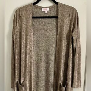 NWOT LuLaRoe Sarah Elegant Duster Open Cardigan Champagne Size Small